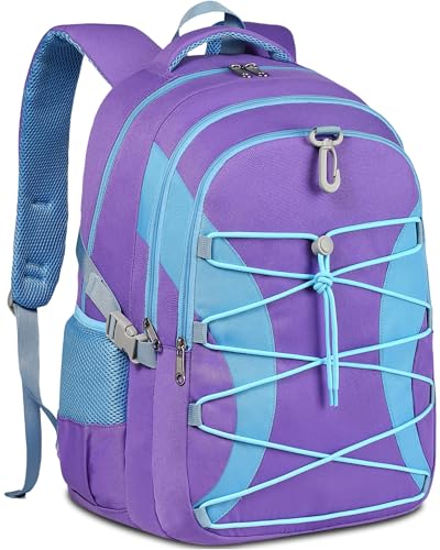 BLUEFAIRY Middle High School Backpack for Boys Girls Large Bookbag with Laptop Compartment Back to School Book Bags for Teens Teenagers Mochilas Escolares para Nios Nias PurpleBlue Solid - Image 1