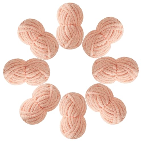 HouseABC Chunky Yarn for Hand Knitting Soft Jumbo Bulky Fluffy Chenille Yarn for Crocheting Blanket Scarf DIY 8 Pack (Apricot Pink, 28yds, 8 Ounces Each) - Image 1