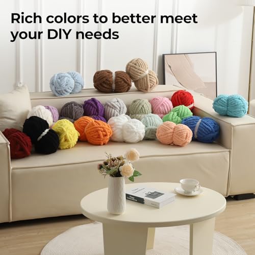 HouseABC Chunky Yarn for Hand Knitting Soft Jumbo Bulky Fluffy Chenille Yarn for Crocheting Blanket Scarf DIY 8 Pack (Apricot Pink, 28yds, 8 Ounces Each) - Image 5