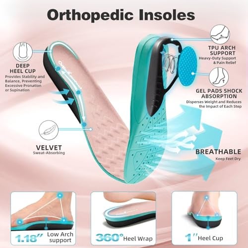 OrthoComfoot Women's Orthopedic Diabetic Wide Sneakers: Wear Cushion Plantar Fasciitis Hammer Toes Breathable Outdoor Walking Shoes, LightWeight Fashion Arch Support Heel Spur Bunions Sneakers Orange Size 7.5 - Image 5