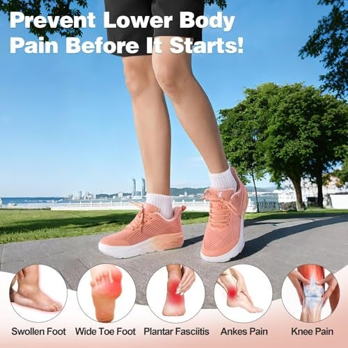 OrthoComfoot Women's Orthopedic Diabetic Wide Sneakers: Wear Cushion Plantar Fasciitis Hammer Toes Breathable Outdoor Walking Shoes, LightWeight Fashion Arch Support Heel Spur Bunions Sneakers Orange Size 7.5 - Image 4