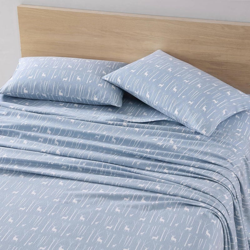 Eddie Bauer - Queen Sheet Set, Warm Breathable Cotton Flannel Bedding with Deep Pockets, Brushed for Extra Softness, Cozy Home Decor, Oeko-Tex Certified (Birch Forest, Queen) - Image 3