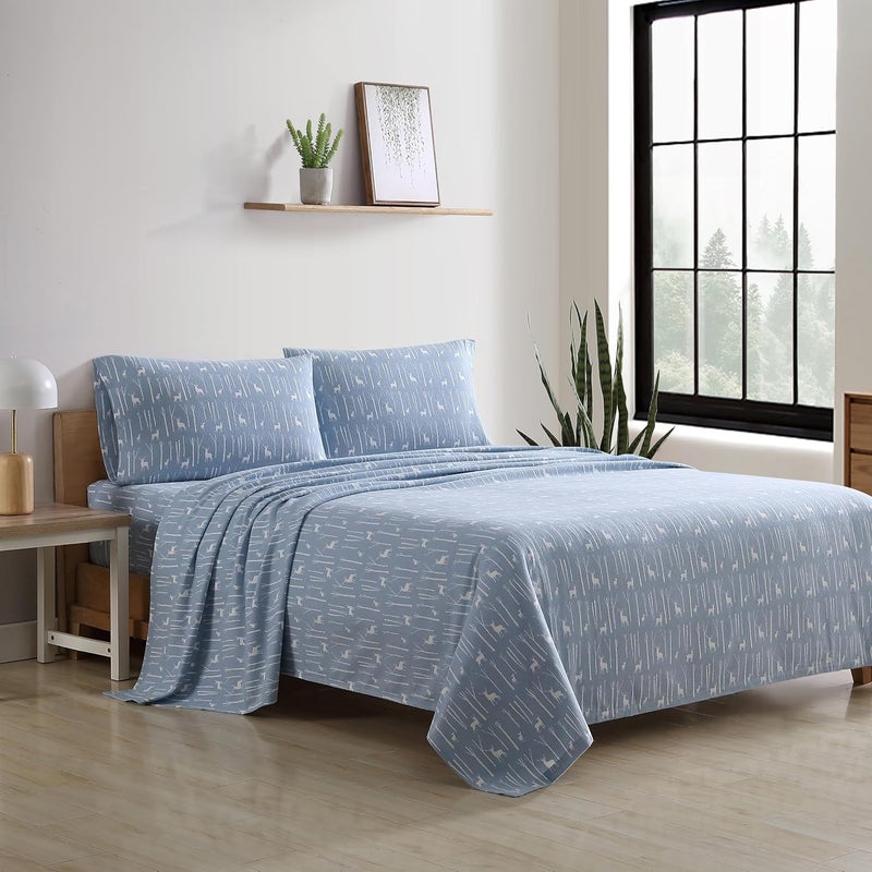 Eddie Bauer - Queen Sheet Set, Warm Breathable Cotton Flannel Bedding with Deep Pockets, Brushed for Extra Softness, Cozy Home Decor, Oeko-Tex Certified (Birch Forest, Queen) - Image 2