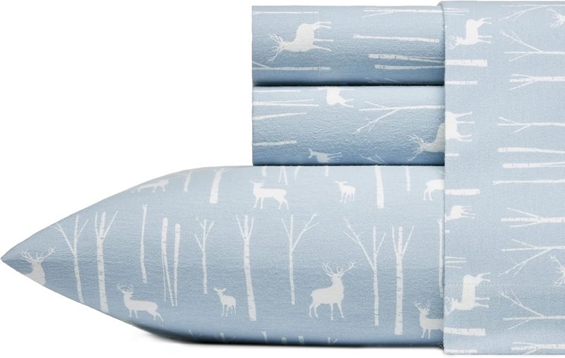 Eddie Bauer - Queen Sheet Set, Warm Breathable Cotton Flannel Bedding with Deep Pockets, Brushed for Extra Softness, Cozy Home Decor, Oeko-Tex Certified (Birch Forest, Queen) - Image 4