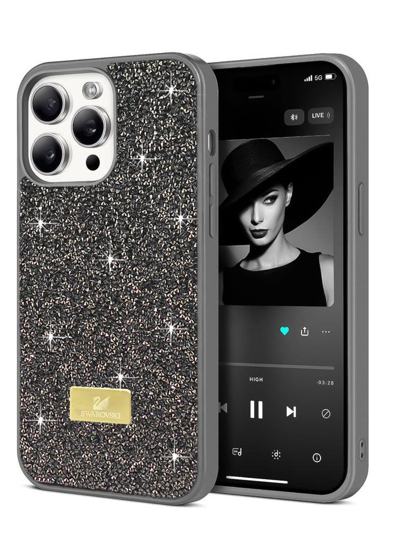 Case For iPhone 16 Pro Max 6.9-Inch Case Glitter, Sparkle Diamond Crystal Bling Case with Bling, Ultra Thin Lightweight Full Body Shockproof Anti-Scratch Protective Cover (Gray)