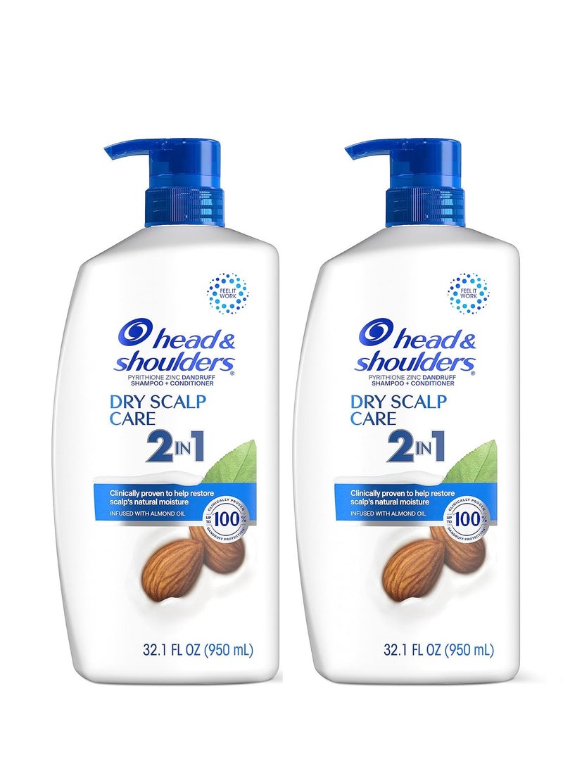 Head & Shoulders Head & Shoulders 2-in-1 Dandruff Shampoo and Conditioner Set, Advanced Dry Scalp Care, Anti Dandruff Treatment, Nourishing Almond Oil, Itch & Dryness Relief, Scalp Shield, 32.1 Fl Oz Each, 2 Pack  - Image 1