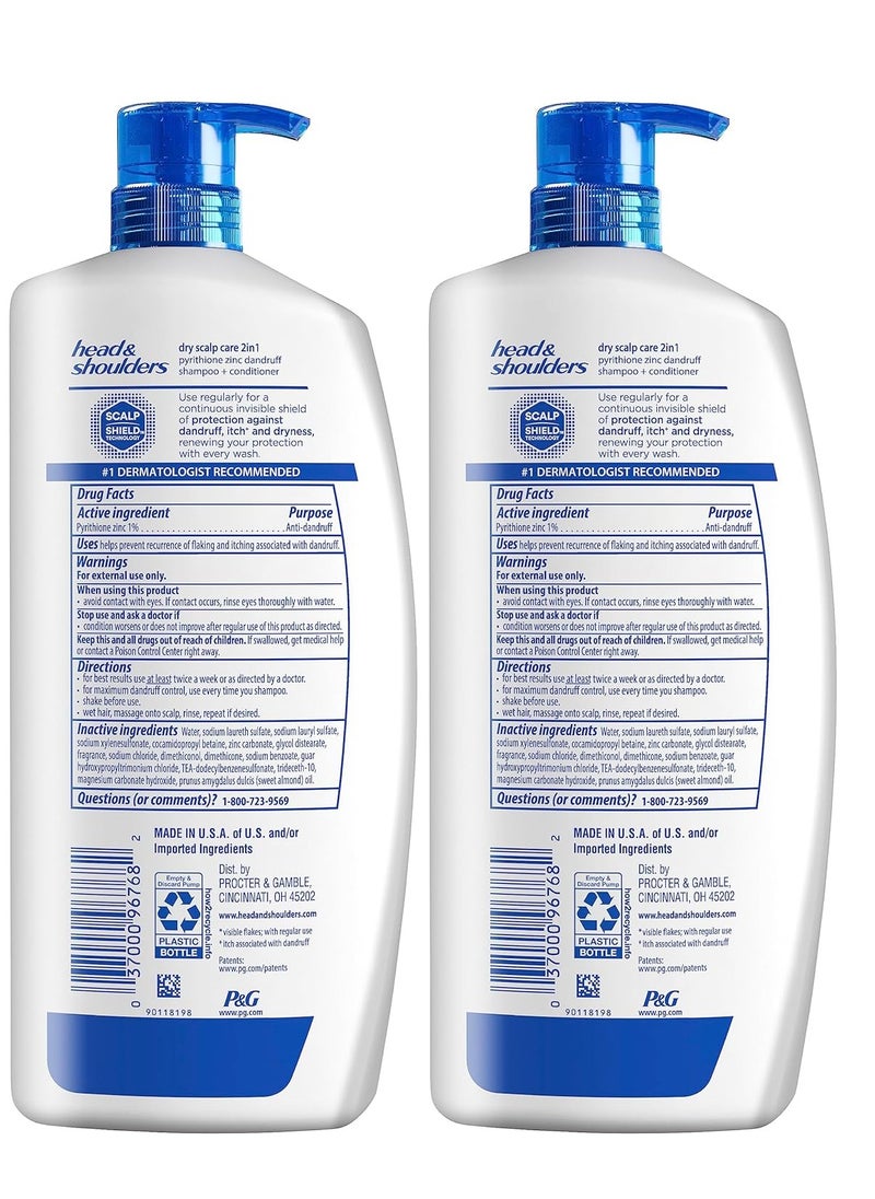 Head & Shoulders Head & Shoulders 2-in-1 Dandruff Shampoo and Conditioner Set, Advanced Dry Scalp Care, Anti Dandruff Treatment, Nourishing Almond Oil, Itch & Dryness Relief, Scalp Shield, 32.1 Fl Oz Each, 2 Pack  - Image 3