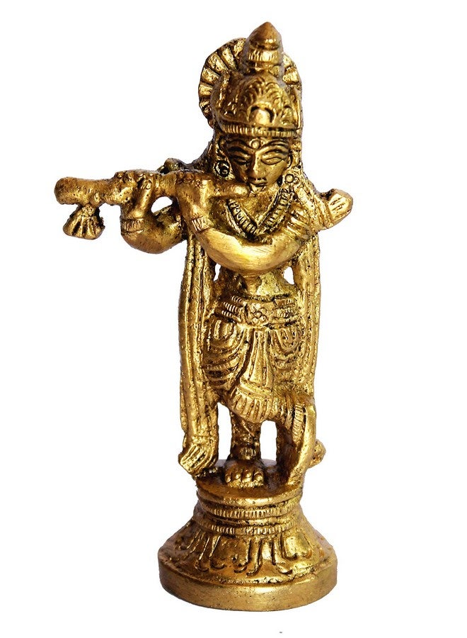 إسبلانيد ESPLANADE - تمثال كريشنا كيشان ماخان تشور لادو جوبال ثاكورجي مورتي أيدول - نحاس - 3.5 بوصة - Image 1