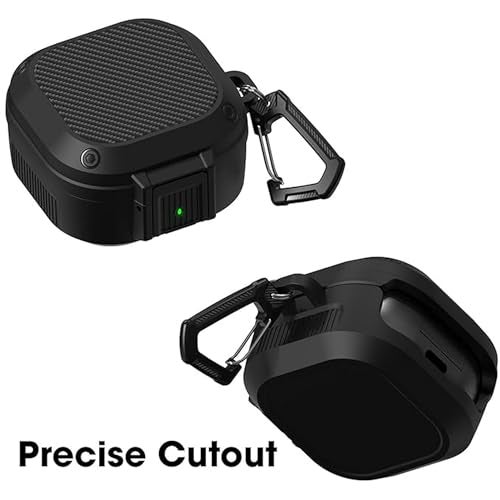 Sounce Tough Case Compatible with Samsung Galaxy Buds Live/Pro/2 Pro, Rugged Protective Cover with Carabiner, Scratch Resistant, Drop Protection, Shock Armor Series - Carbon Fiber - Image 2
