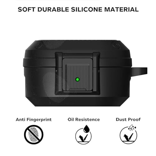 Sounce Tough Case Compatible with Samsung Galaxy Buds Live/Pro/2 Pro, Rugged Protective Cover with Carabiner, Scratch Resistant, Drop Protection, Shock Armor Series - Carbon Fiber - Image 4