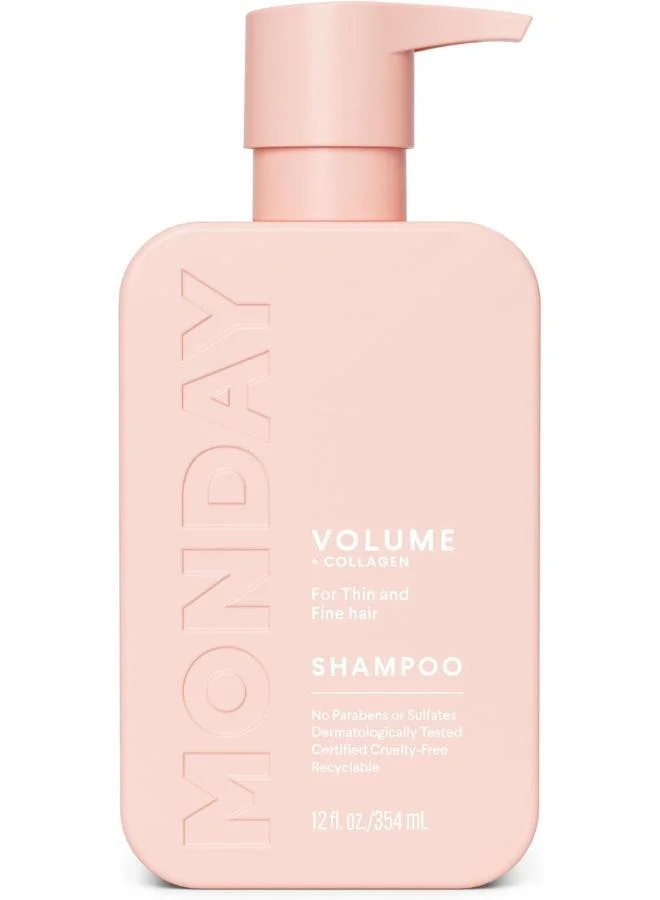 MONDAY MONDAY Haircare Volume Shampoo 12oz for Thin, Fine, and Oily Hair, Made from Coconut Oil, Ginger Extract, & Vitamin E, 100% Recyclable Bottles (354ml)
