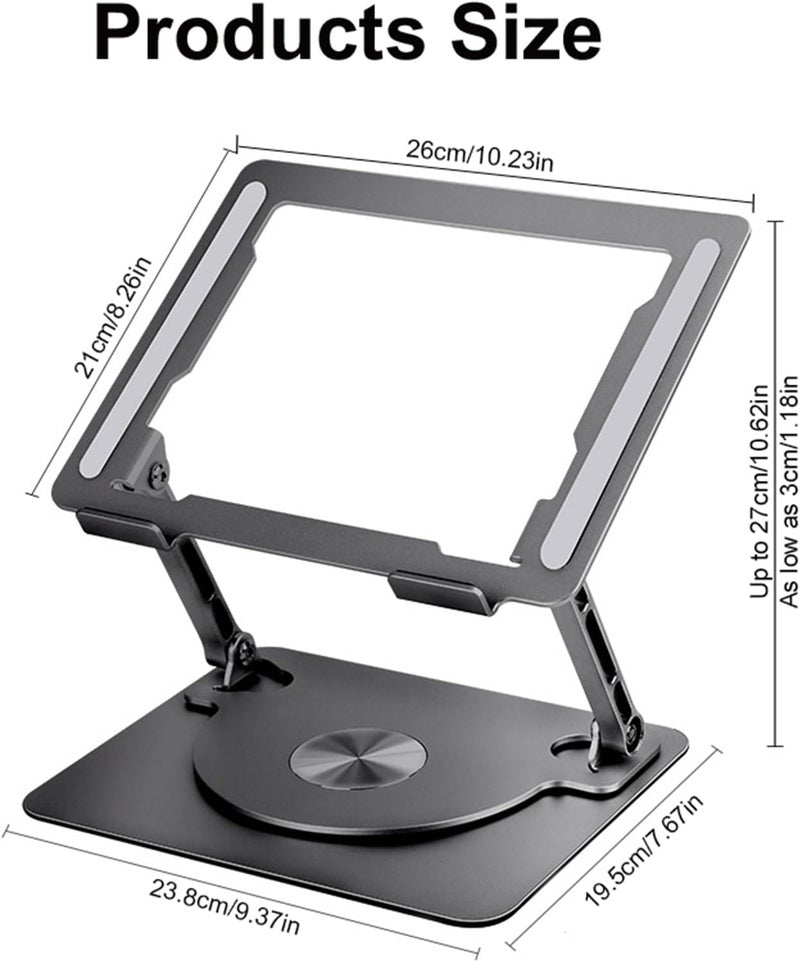 Laptop Stand Active Cooling Holder 360°Rotating Aluminum Bracket for 17Inch Tablets Home Offices Notebook Laptop - Image 3