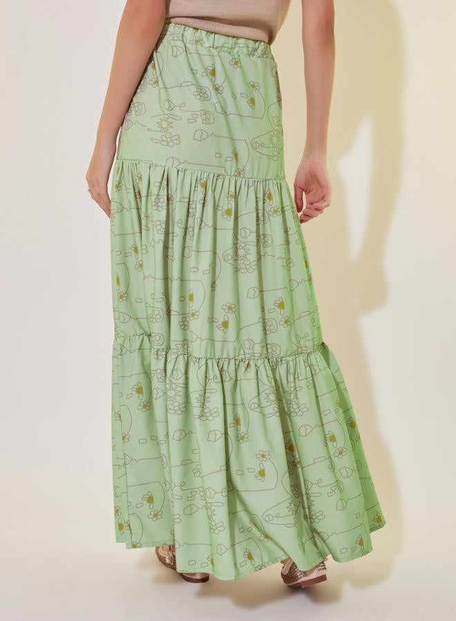Take Two Floral Print Mid Rise Tiered Maxi Skirt  - Image 4