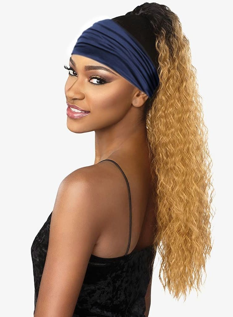 Y&D 2 Pack Wide Headbands for Women, Boho Knotted Sweat on-Slip Fashion Hair Bands, Head Wraps Elastic Soft Cotton Cloth Turbans Bandana Yoga, Running, Sport  - Image 3