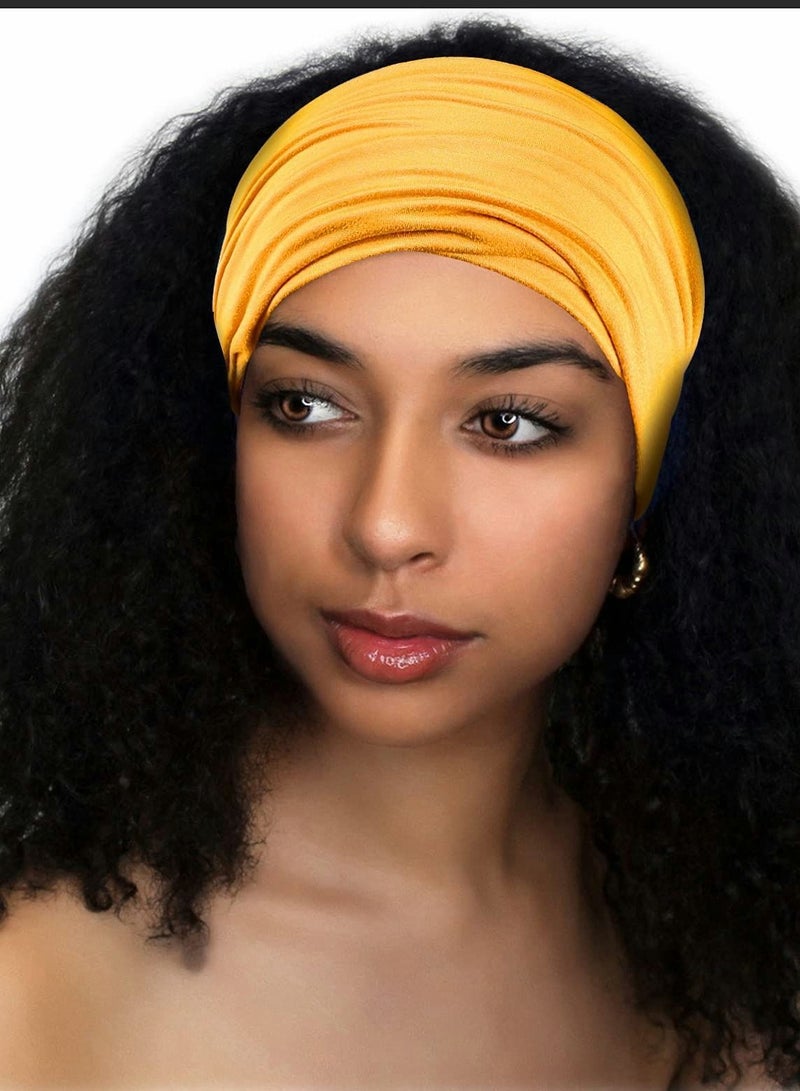 Y&D 2 Pack Wide Headbands for Women, Boho Knotted Sweat on-Slip Fashion Hair Bands, Head Wraps Elastic Soft Cotton Cloth Turbans Bandana Yoga, Running, Sport  - Image 2