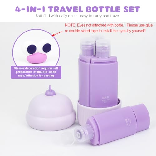 MAYCREATE® Travel Bottles Set, 4Pcs 60ml Silicone Travel Bottles Modular Toiletries Containers Leaking Proof Flip-up Lids Design for Shampoo, Shower Gel, Body Lotion, Face Cream, Moisturizer - Image 2