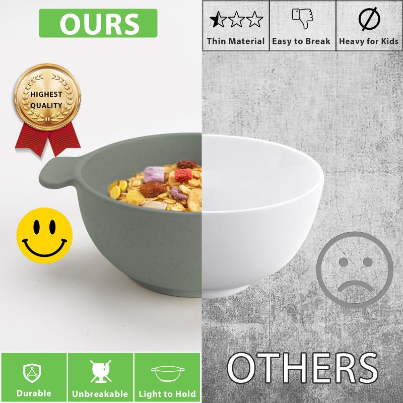 shopwithgreen Unbreakable Kids Bowls -Microwave Dishwasher Safe- Wheat Straw Snack Bowl Sets for Kids and Toddler-4 Bowls and 4 Spoons  Lightweight and Durable  14 OZ - Image 3