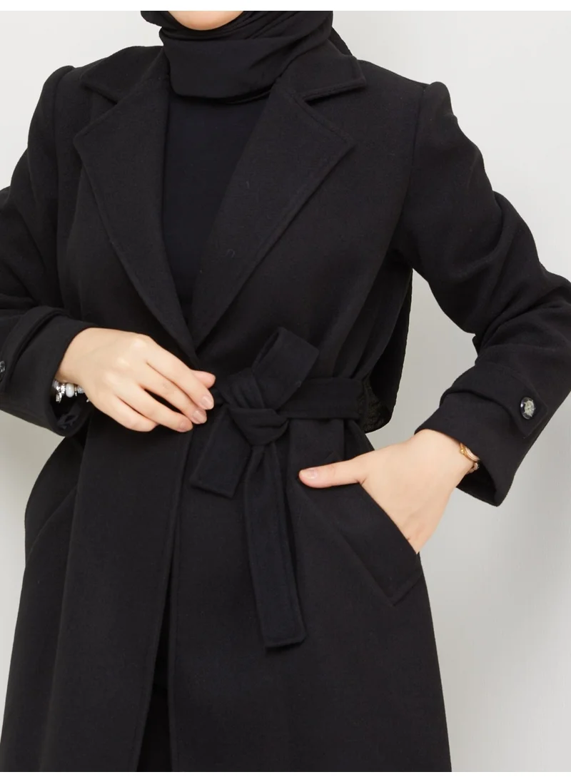 Kmk Kombin KMK Combination Kmkkombin Women's Belted Sleeve Detailed Cashmere Coat Seyit Özel1