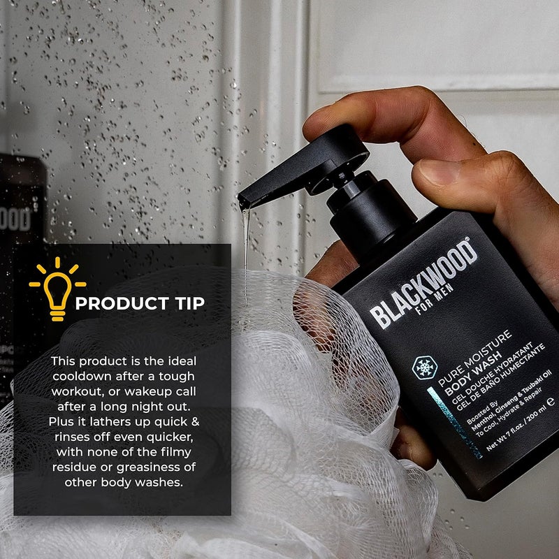 Blackwood For Men Pure Moisture Body Wash 7oz Double Duty Beard Body Scrubber Bundle Natural Vegan Formula for Sensitive Skin and Workout Recovery DualSided Mens Shower Tool - Image 5
