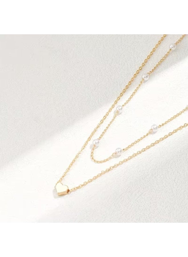 Goolsky 2pcs set of stylish heart-shaped and artificial Imitation Pearl pendant necklaces for daily wear - Image 3