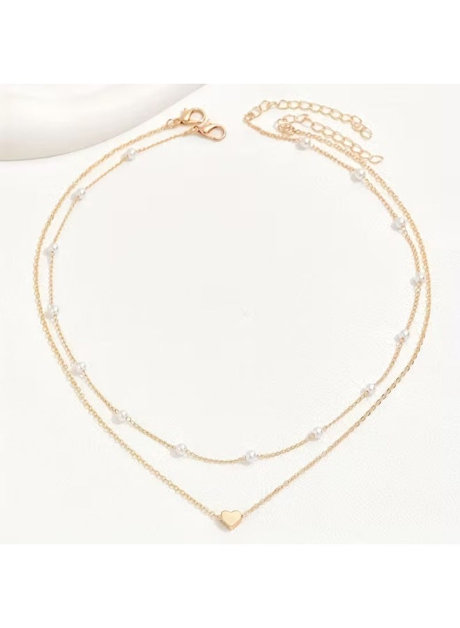 Goolsky 2pcs set of stylish heart-shaped and artificial Imitation Pearl pendant necklaces for daily wear - Image 2