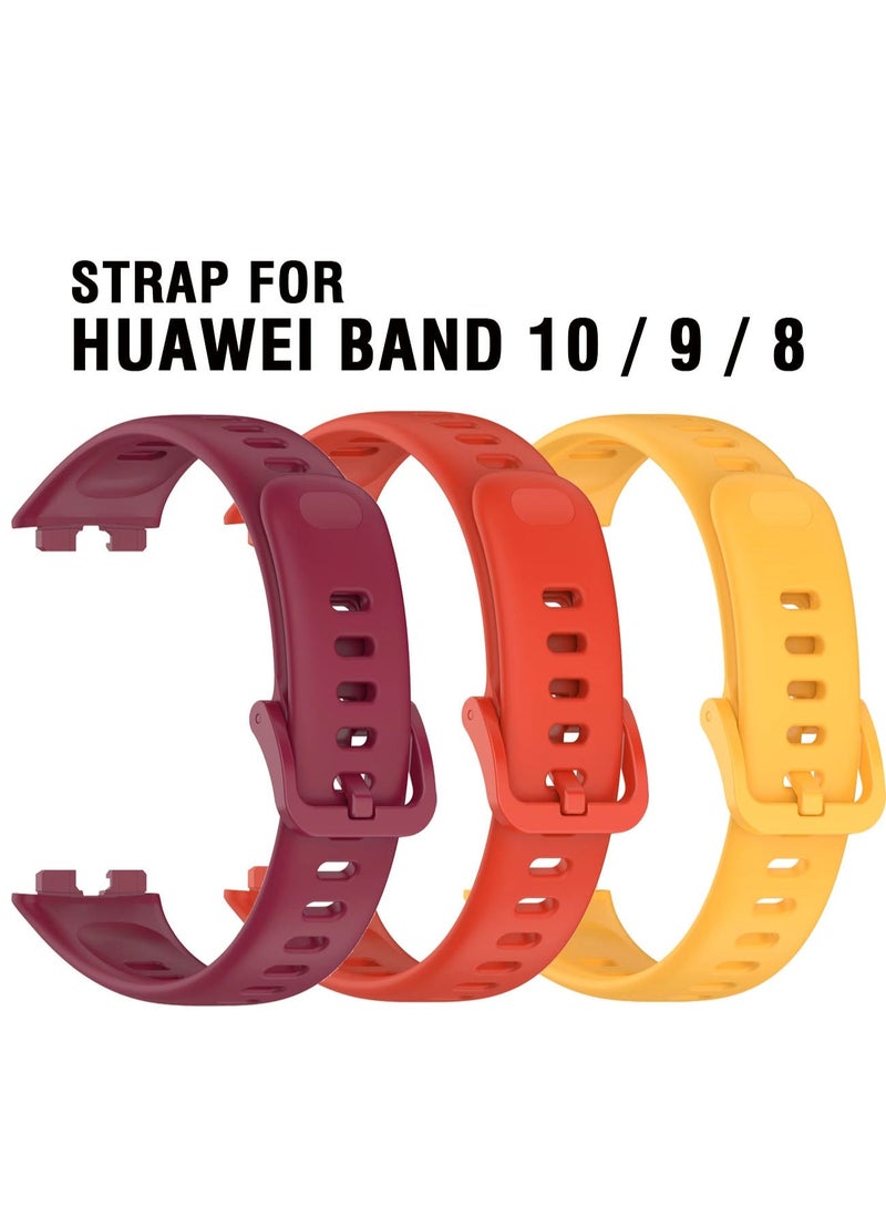 3Pc Huawei Band 10 Straps / Band 9 / Band 8 Replacement Straps Sports Silicone Replacement Watchbands - Image 1