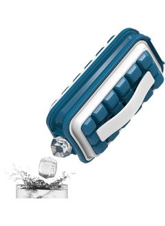 Portable Ice Tray for Freezer, 2 in 1 Ice Cube Tray with 18 Grid Cooling Popsicle/Cube Molds for Coffee, Milk, Tea, Juice, Easy Cleaning, Reusable, Sanitary