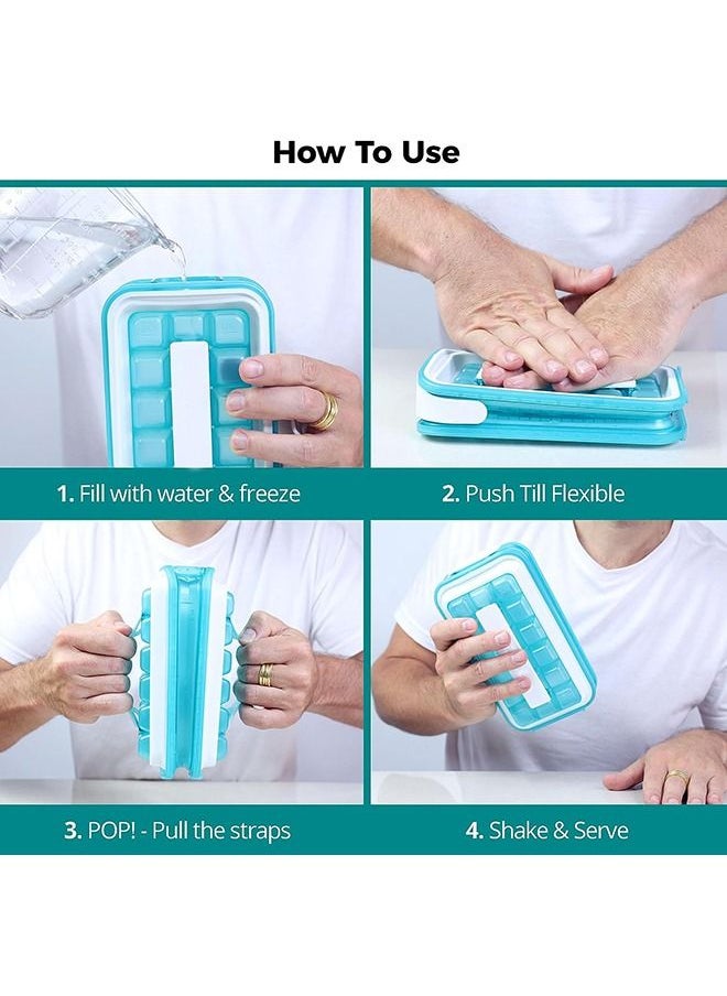 Arabest - Portable Ice Tray for Freezer, 2 in 1 Ice Cube Tray with 18 Grid Cooling Popsicle/Cube Molds for Coffee, Milk, Tea, Juice, Easy Cleaning, Reusable, Sanitary - Image 1