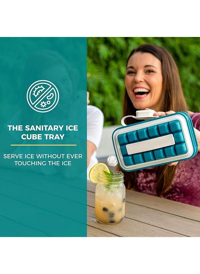 Arabest - Portable Ice Tray for Freezer, 2 in 1 Ice Cube Tray with 18 Grid Cooling Popsicle/Cube Molds for Coffee, Milk, Tea, Juice, Easy Cleaning, Reusable, Sanitary - Image 1