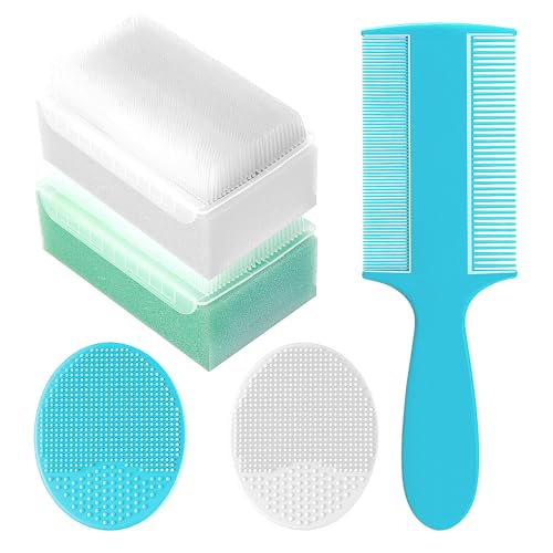 YESYBC Cradle Cap Brush for Babies, Set of 5 Baby Bath Essentials with Bath Sponge Silicone Scrubber Long Handle Comb for Newborns Toddlers Boys Girls (Green) - Image 1