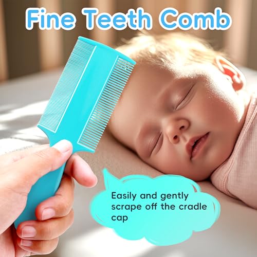 YESYBC Cradle Cap Brush for Babies, Set of 5 Baby Bath Essentials with Bath Sponge Silicone Scrubber Long Handle Comb for Newborns Toddlers Boys Girls (Green) - Image 5