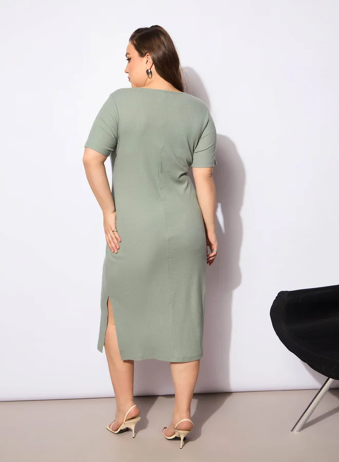 SASSAFRAS Ribbed Knit Dress