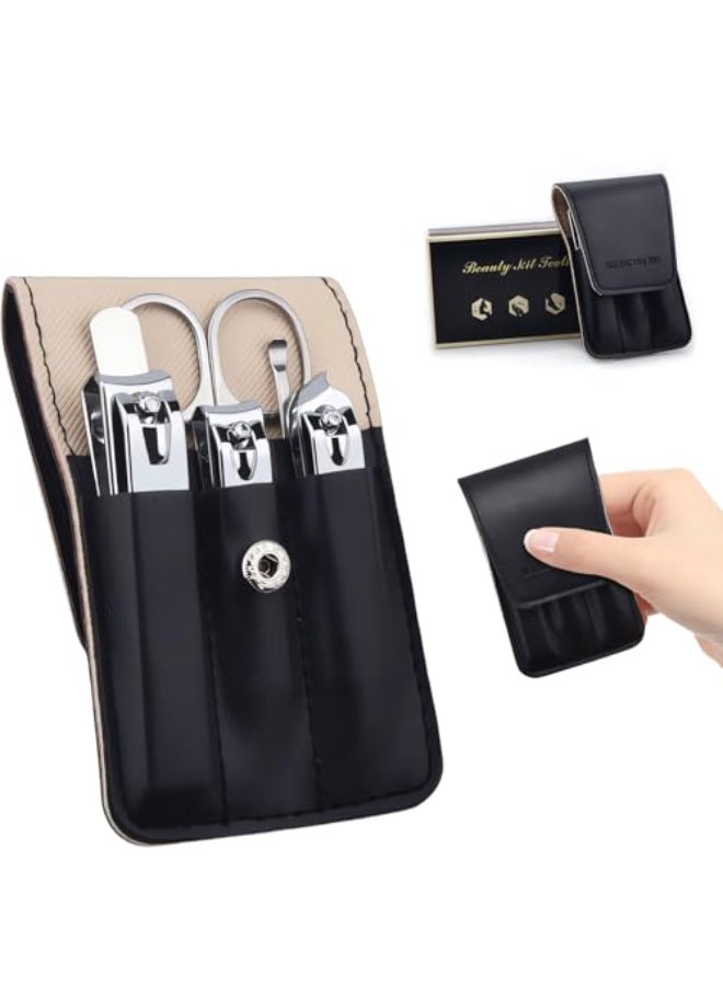 NEMIBAD Nail Clipper Set 6 Pcs Toenail Clippers Stainless Steel Fingernail Clipper and PU Leather Manicure Set Purse Essentials Travel Nail Kit Gift Ideas - Image 1