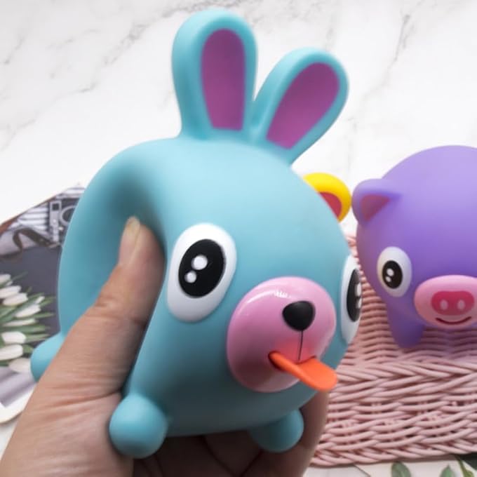YARNOW 4Pcs Squeaky Animal for Tongue Out Cartoon Balls Fun Sensory Play for Party Favors and Decompression Activities - Image 5