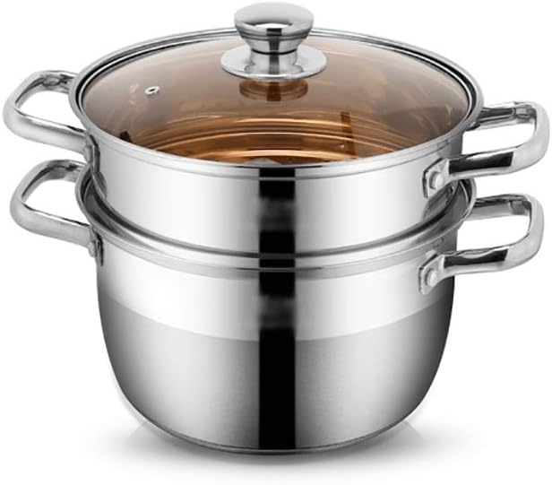 HIKI ZIKI HIKI ZIKI Pot SteamerCooking PotInduction CookerCooking Steam Food Vegetable Pan SteamersCooker Stock Set Stainless Cookware Steel SoupFood Steamer for CookingDouble Layer Pan - Image 1