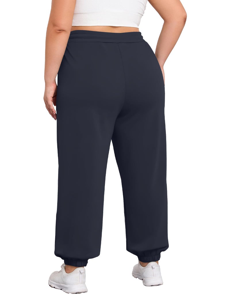 FOREYOND Plus Size Sweat Pants for Women Casual Lounge Yoga Joggers Elastic Waist Workout Active Sweatpants with Pockets Navy 3XL - Image 3