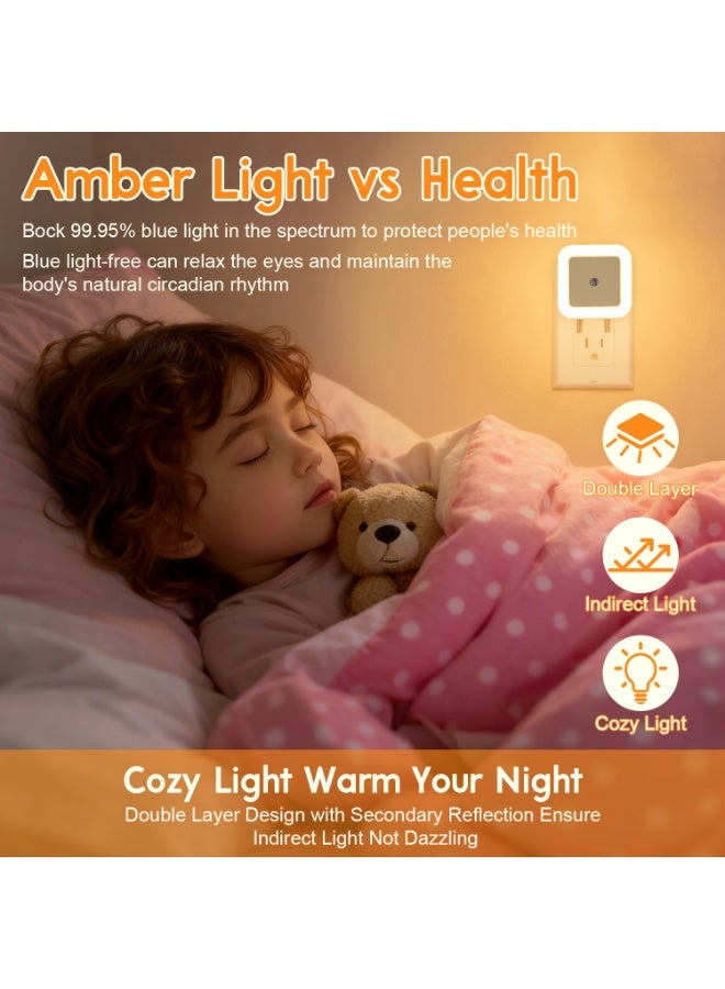 Naxifly Warm LED Night Light 2 PCS with Smart Dusk to Dawn Sensor Plug-in Nightlights for Bedroom Bathroom Kitchen Hallway Stairs Suitable for Kids Adults Home Use - Image 3