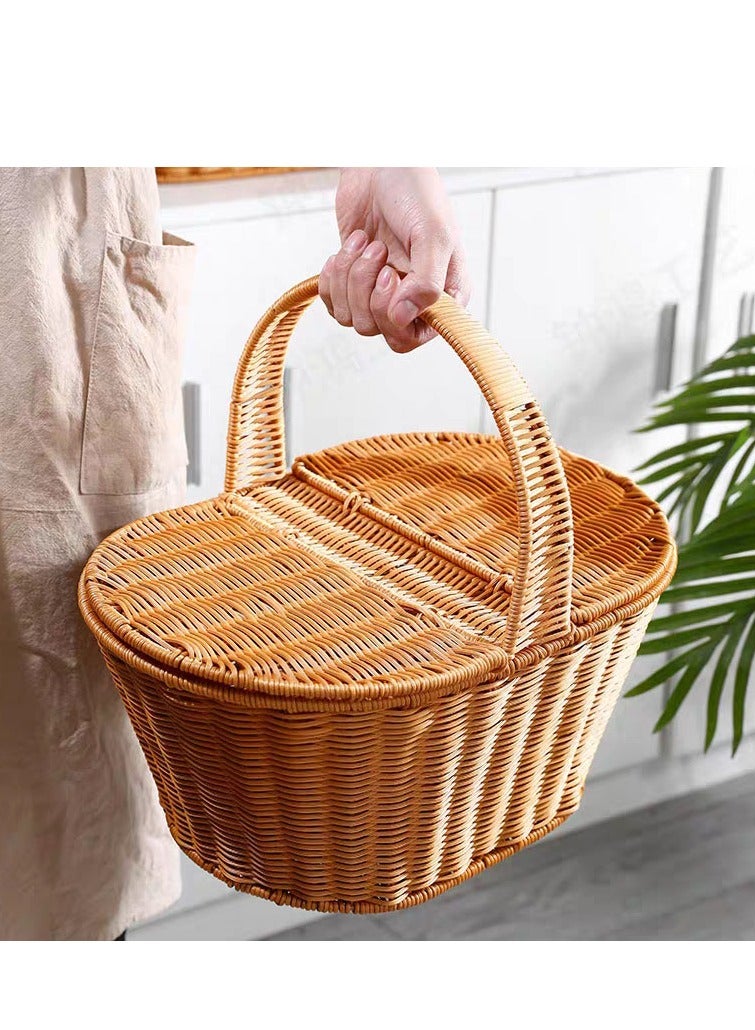 FFD Handmade Natural Wicker Picnic Basket – Durable & Spacious | Lightweight & Easy to Carry | Elegant Vintage Design | Perfect for Couples, Weddings & Outdoor Picnics  - Image 5