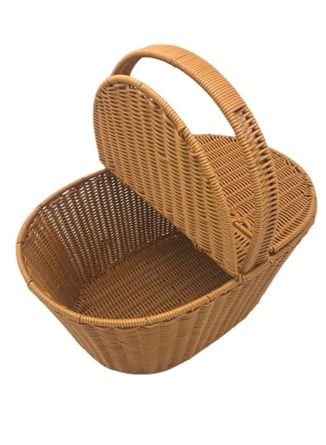 FFD Handmade Natural Wicker Picnic Basket – Durable & Spacious | Lightweight & Easy to Carry | Elegant Vintage Design | Perfect for Couples, Weddings & Outdoor Picnics  - Image 1