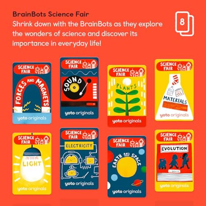 YOTO BrainBots Science Fair 8 Kids Audiobook Cards for Use with Player & Mini All-in-1 Audio Player, Educational Screen-Free Listening with Fun Stories for Learning & Interactive Quizzes, Ages 6+ - Image 2