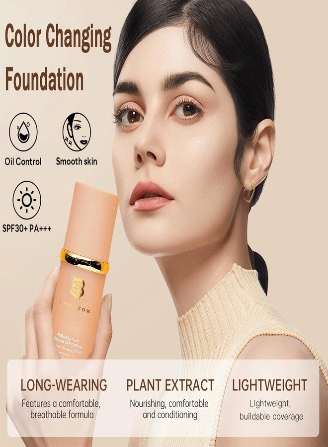 TQIUH 4 in 1 Color Changing Foundation Liquid,Hydrating Medium full coverage concealer with,SPF 50+ (1PCS) - Image 2