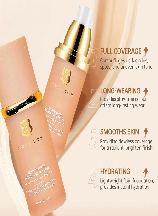 TQIUH 4 in 1 Color Changing Foundation Liquid,Hydrating Medium full coverage concealer with,SPF 50+ (1PCS) - Image 5
