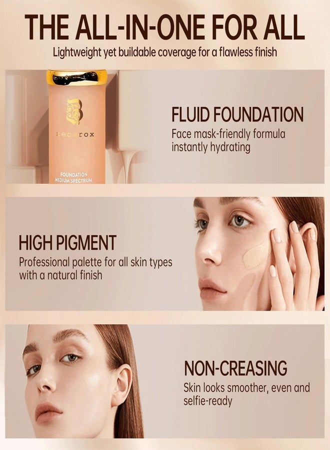 TQIUH 4 in 1 Color Changing Foundation Liquid,Hydrating Medium full coverage concealer with,SPF 50+ (1PCS) - Image 3