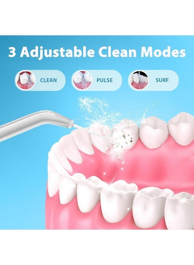 genkent Water Dental Flosser Cordless For Teeth Cleaning 300Ml Dental Oral Irrigator 3 Modes 5 Tips Rechargeable Waterproof Electric Water Picks And Flossing For Home Travel (White) - Image 5