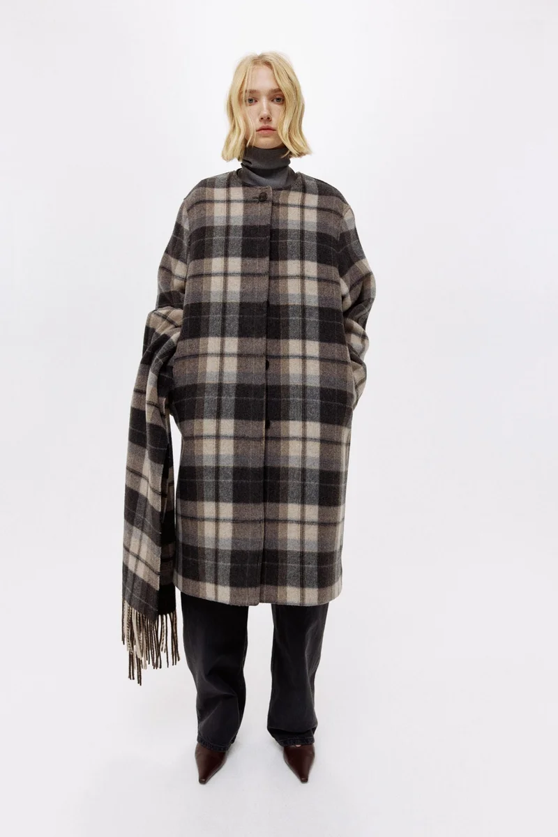 H&M Wool-blend coat with scarf