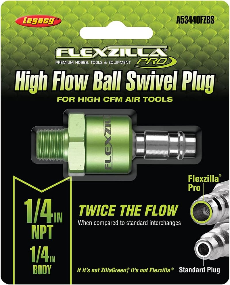 Flexzilla Pro High Flow Ball Swivel Plug, 1/4" Body, 1/4" MNPT - A53440FZBS - Image 1