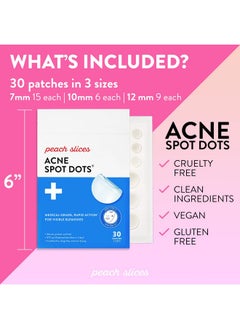 Peach Slices Acne Spot Dots Hydrocolloid Acne Patches For Zits Blemishes & Breakouts Vegan Crueltyfree Pimple Patches Facial Skin Care Products 3 Sizes (7Mm 10Mm & 12Mm) 30 Ct  - Image 5