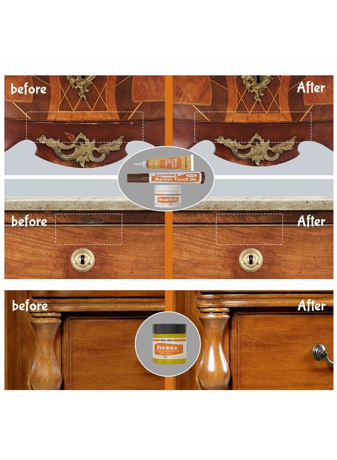 REALINN Wood Furniture Repair Kit- Set of 28 - Touch Up Markers, Fillers with Wood Putty - Repair Scratch, Cracks, Hole, Discoloration for Wooden Door, Floor, Table, Cabinet - Image 2
