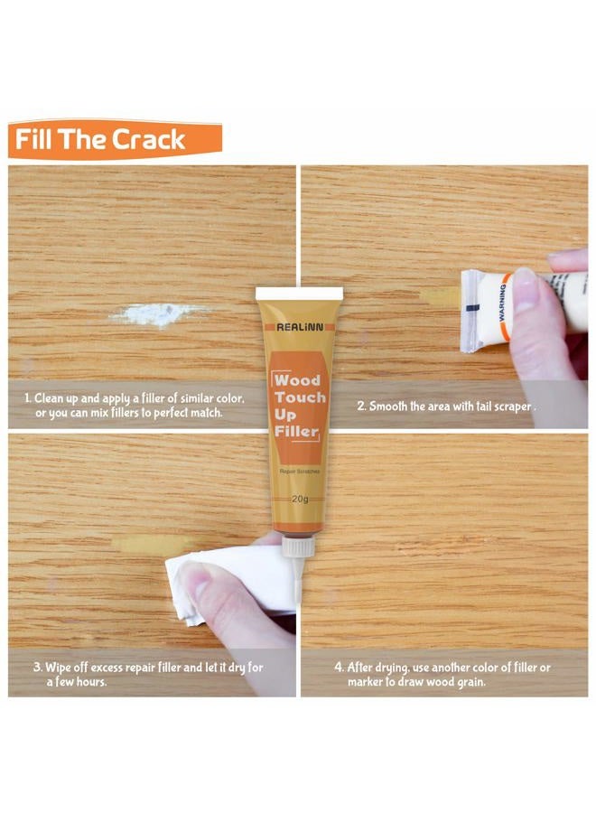 REALINN Wood Furniture Repair Kit- Set of 28 - Touch Up Markers, Fillers with Wood Putty - Repair Scratch, Cracks, Hole, Discoloration for Wooden Door, Floor, Table, Cabinet - Image 4