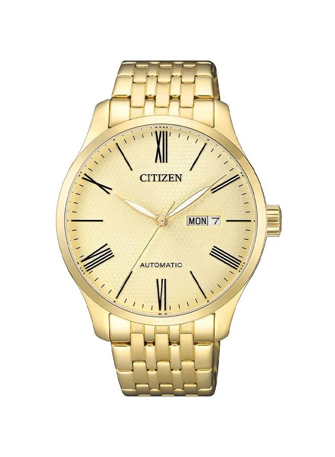 سيتيزن Men's Stainless Steel Strap with Gold Plating Mechanical Day & Date Watch NH8352-53P - 40 mm